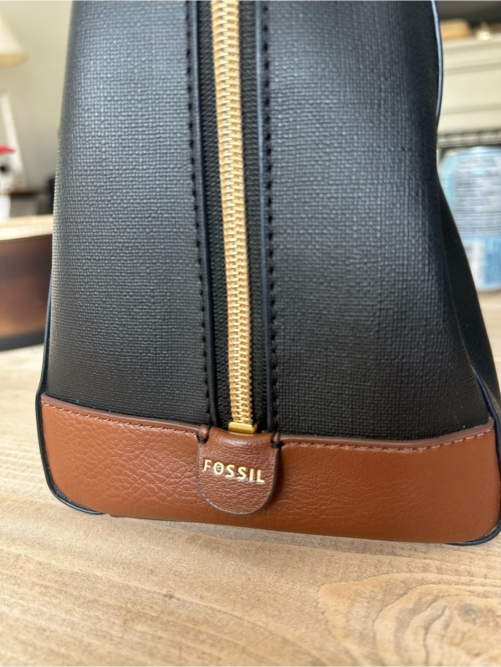 FOSSIL Classic Black and Brown Two-Tone Satchel Bag - Picture 3 of 13